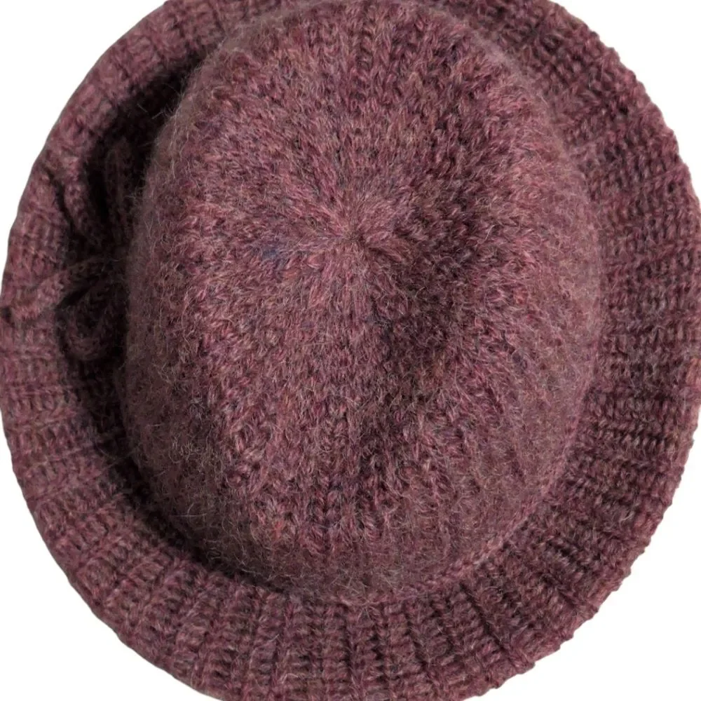 Unbranded Wool blend knit hat Italy bow maroon accessory bucket OSFM